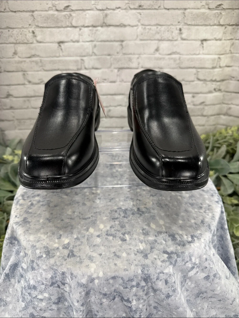 DEER STAGS “Greenpoint Jr.” Black Faux Leather Square Toe Dress Loafers Boys 3M